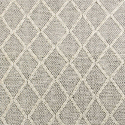 9' X 13' Gray And Ivory Wool Diamond Hand Woven Area Rug