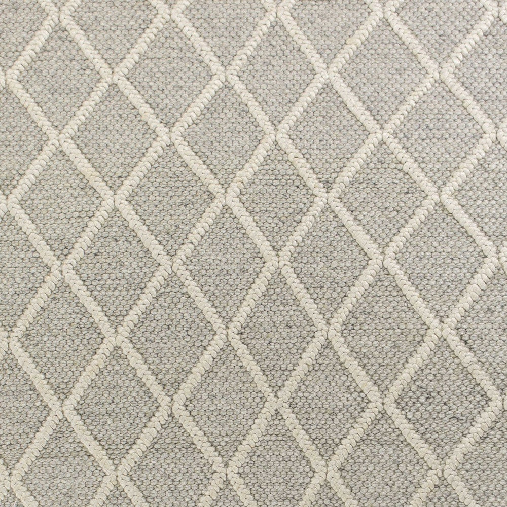 9' X 13' Grey Hand Woven Diamond Pattern Indoor Area Rug