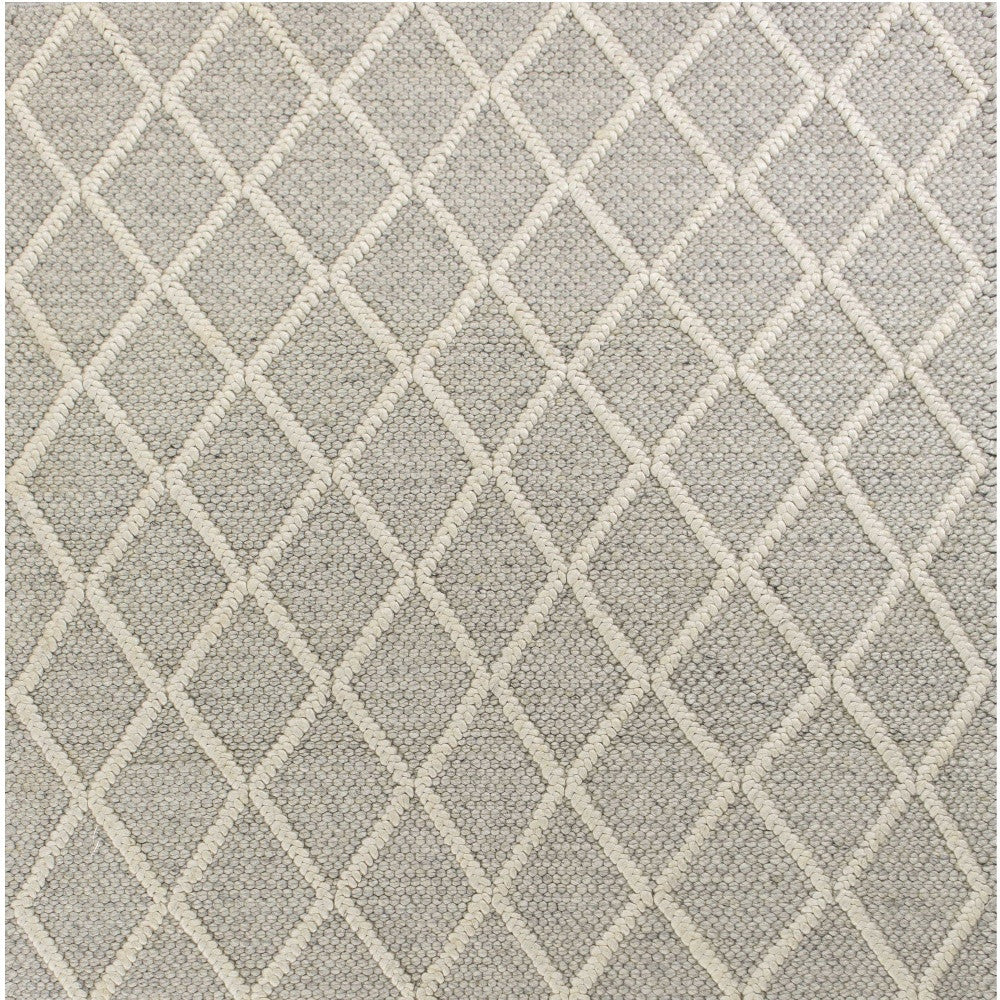 9' X 13' Grey Hand Woven Diamond Pattern Indoor Area Rug