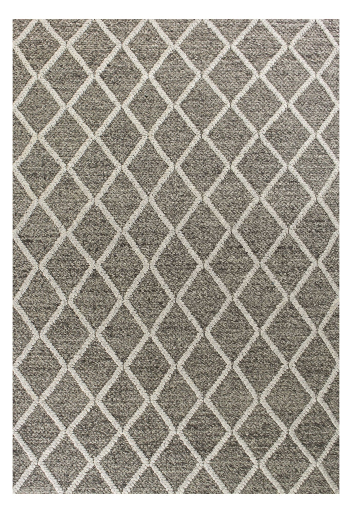 8' X 10' Dark Grey Hand Woven Diamond Pattern Indoor Area Rug