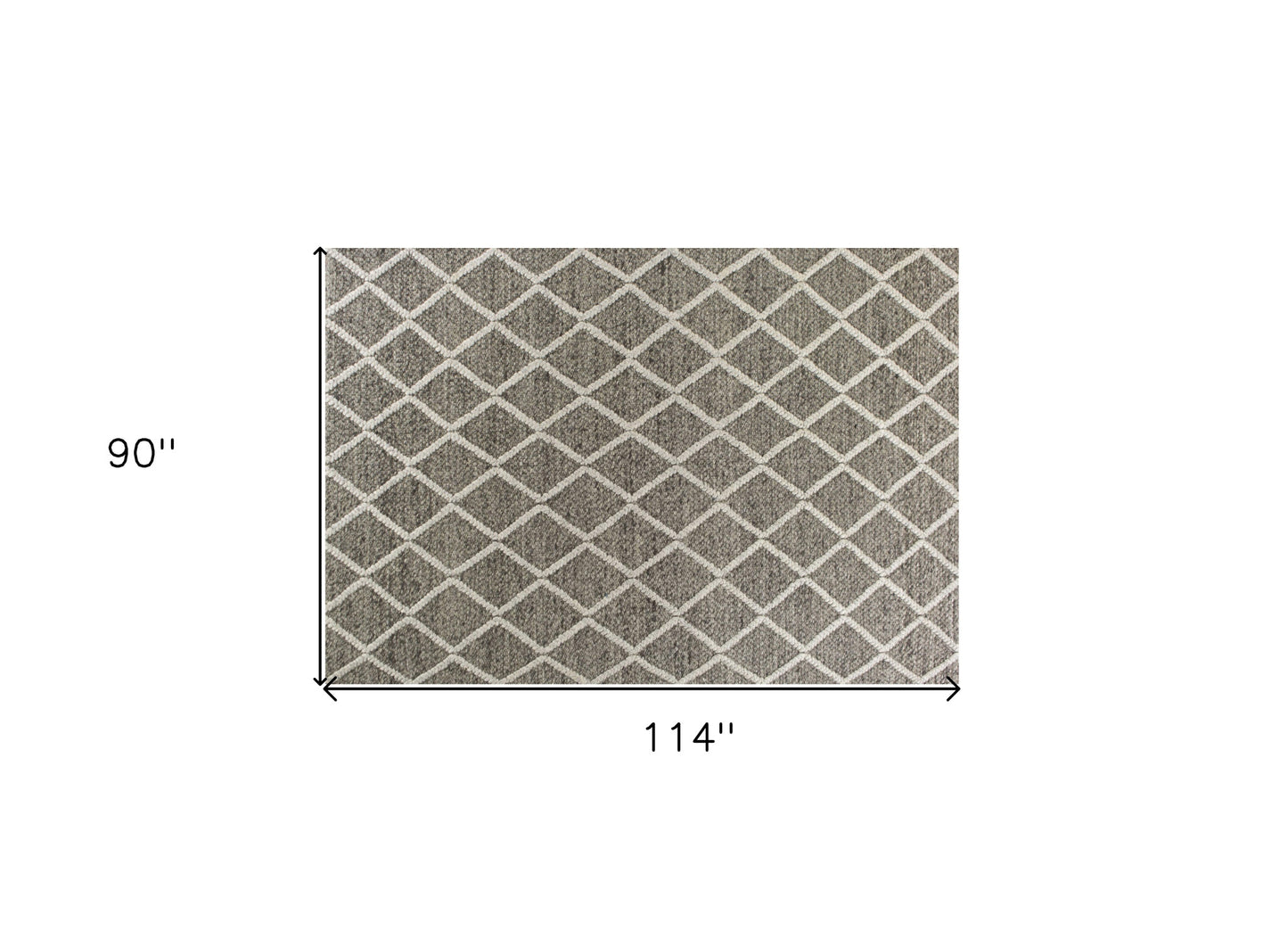 8' X 10' Dark Grey Hand Woven Diamond Pattern Indoor Area Rug