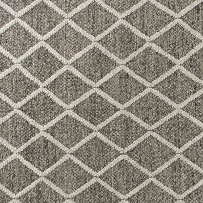 5' X 7' Dark Gray and Ivory Wool Diamond Hand Woven Berber Area Rug