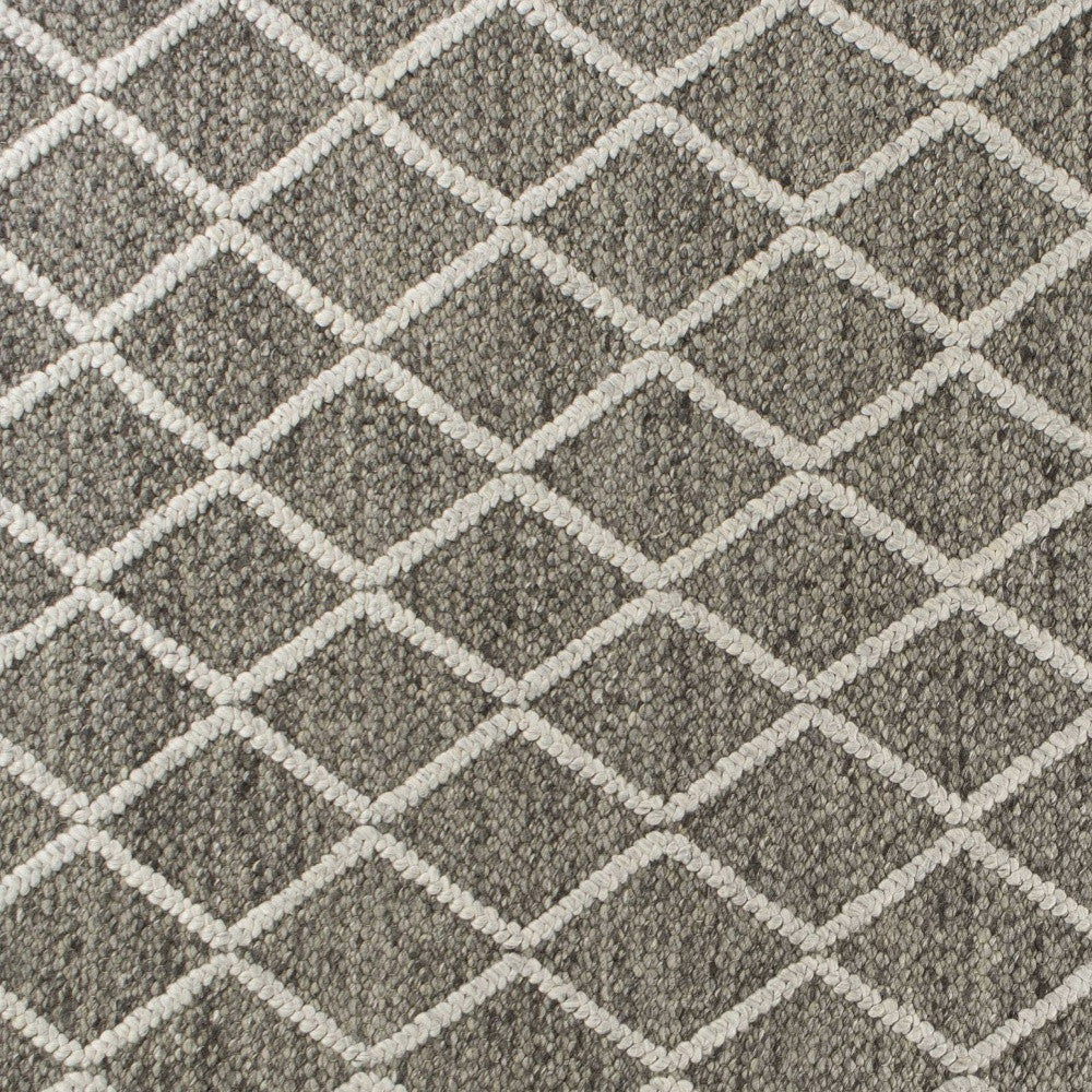 8' X 10' Dark Grey Hand Woven Diamond Pattern Indoor Area Rug