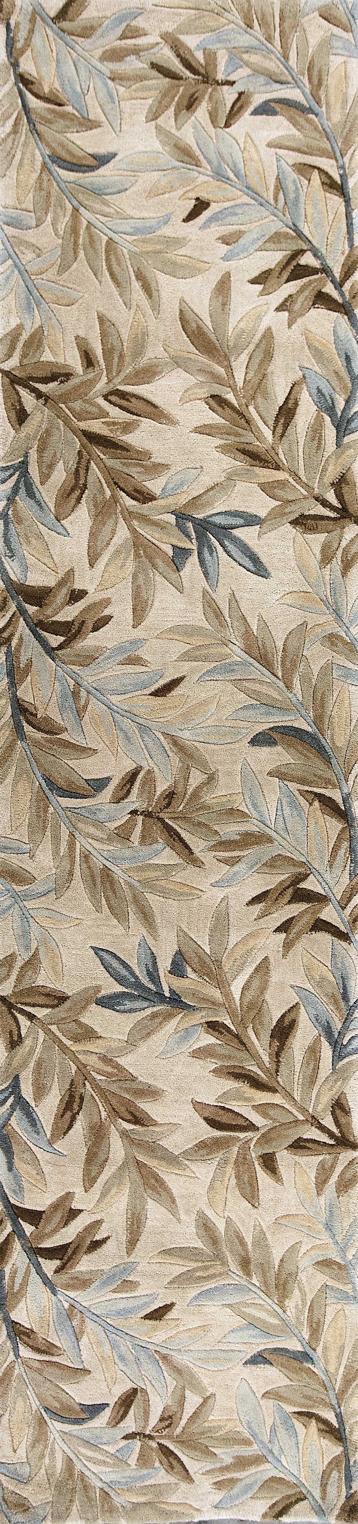 5' X 8' Ivory Hand Tufted Pinnate Fronds Indoor Area Rug