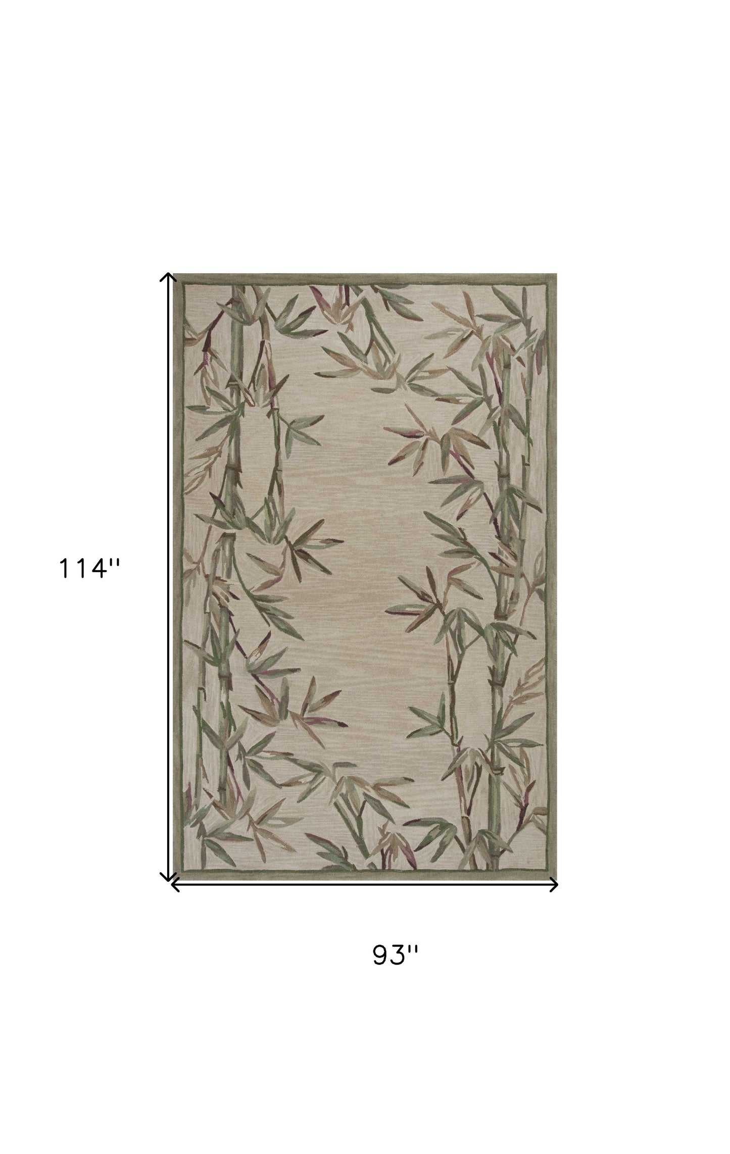 5' X 8' Ivory Hand Tufted Bordered Bamboo Indoor Area Rug