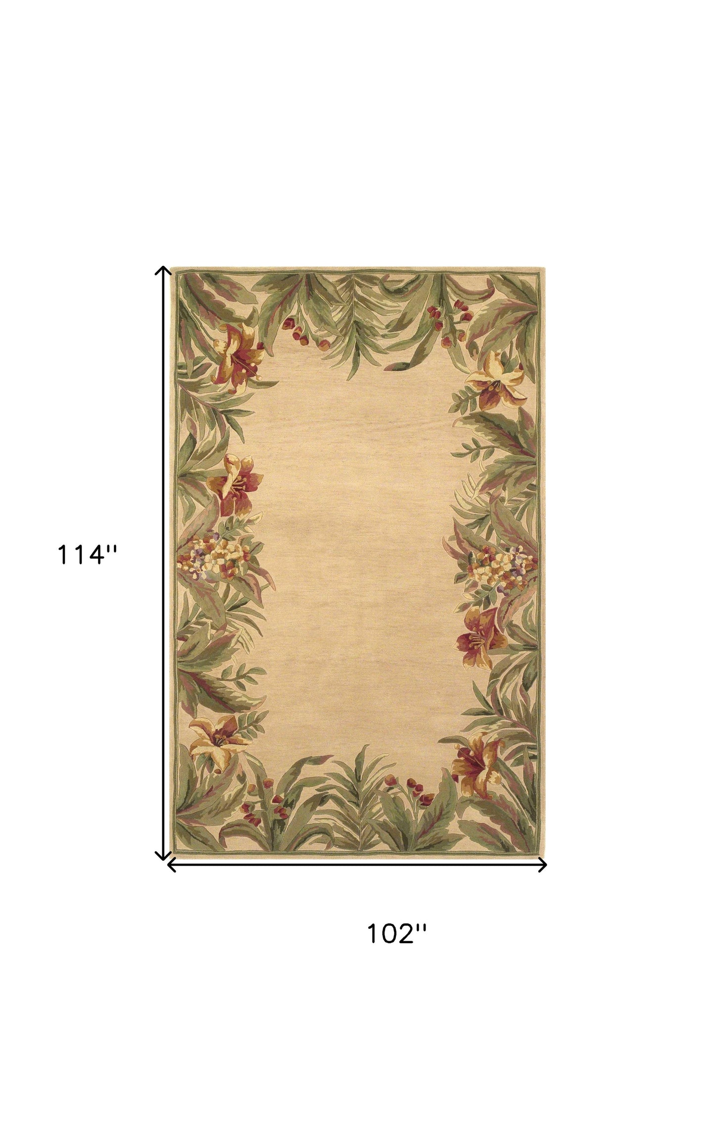 4' X 6' Ivory Hand Tufted Bordered Tropical Plant Indoor Area Rug