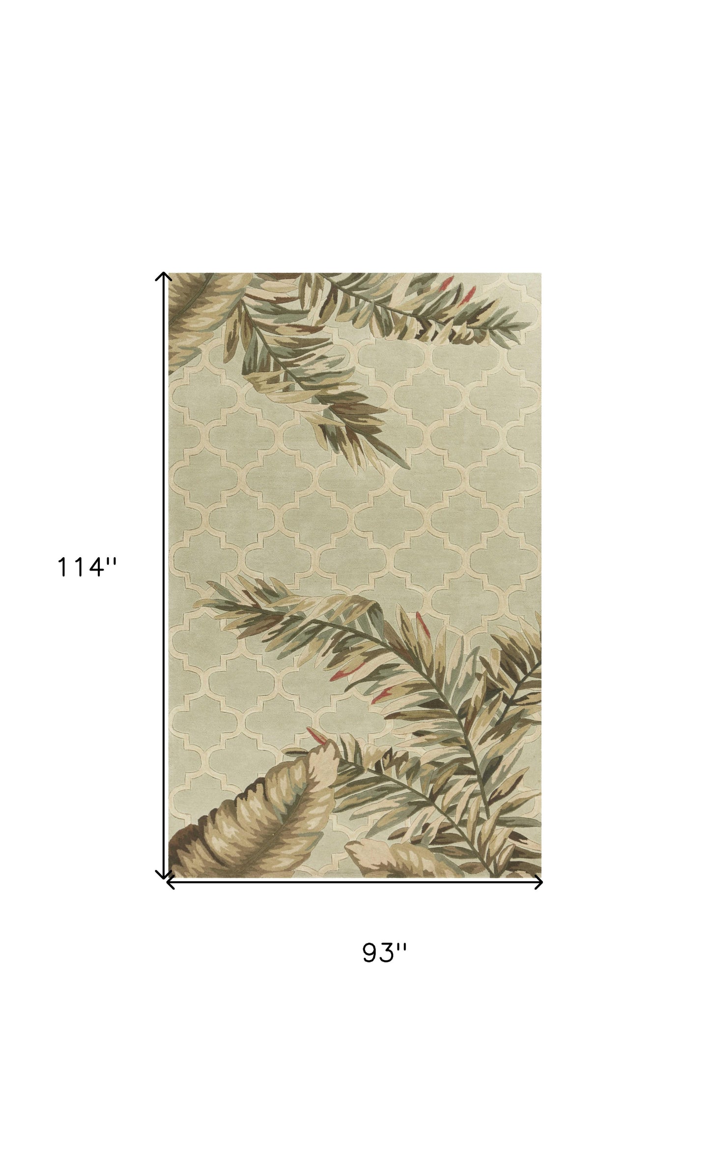 9' X 12' Sage Green Hand Tufted Tropical Quatrefoil Indoor Area Rug