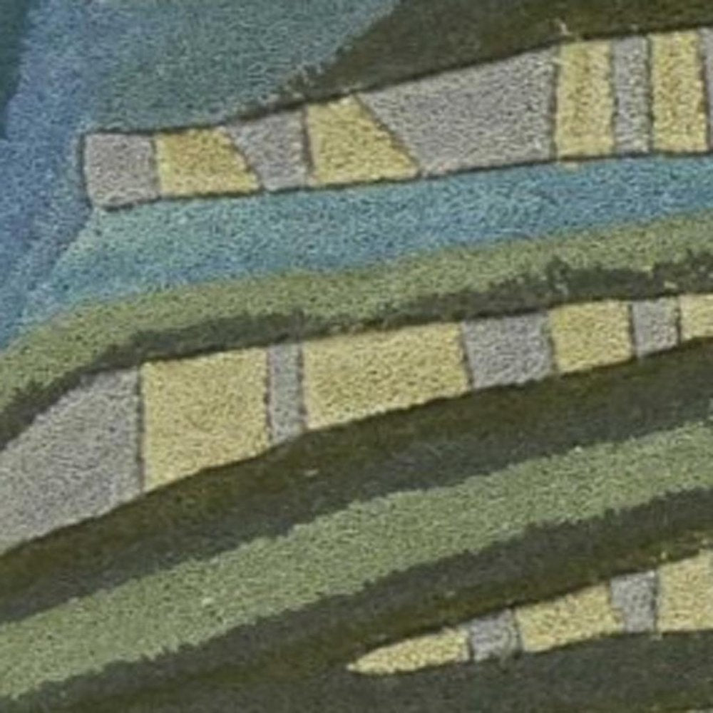 10' Gray And Blue Wool Tropical Botanical Hand Tufted Runner Rug