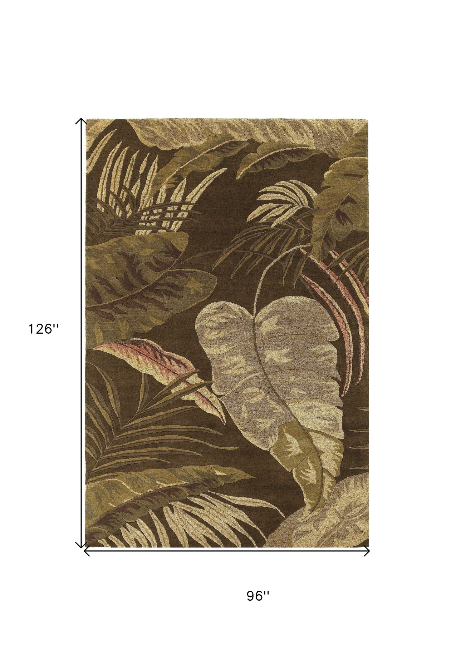 3' X 4' Mocha Brown Hand Tufted Tropical Leaves Indoor Area Rug