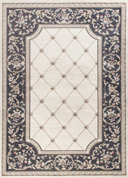 8' X 10' Ivory Grey Floral Indoor Area Rug