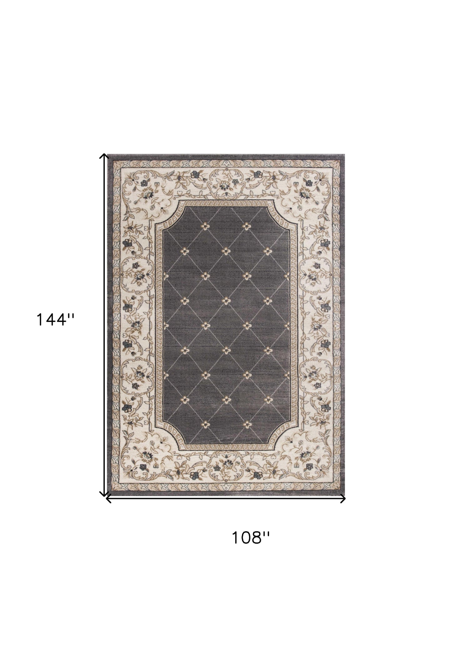 3' X 5' Gray and Ivory Trellis Area Rug