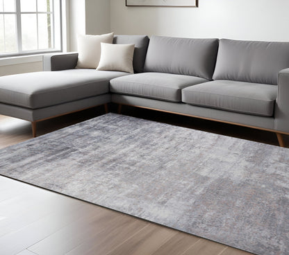 5' X 7' Slate Gray And Dark Gray Abstract Hand Loomed Area Rug