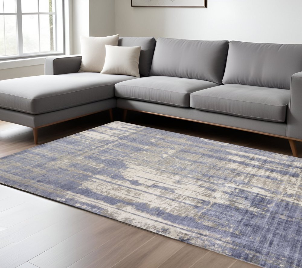 9' X 13' Gray And Ivory Abstract Hand Loomed Area Rug