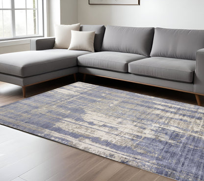 9' X 13' Gray And Ivory Abstract Hand Loomed Area Rug