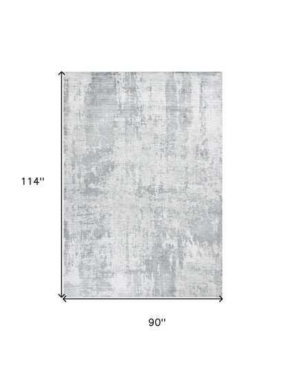 8' X 10' Dark Gray And Light Gray Abstract Hand Loomed Area Rug