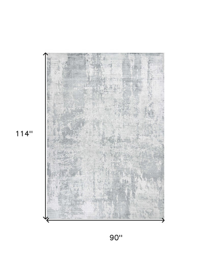 8' X 10' Dark Gray And Light Gray Abstract Hand Loomed Area Rug