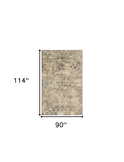 3' X 5' Beige And Blue Floral Medallion Hand Loomed Area Rug