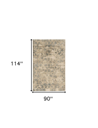 3' X 5' Beige And Blue Floral Medallion Hand Loomed Area Rug