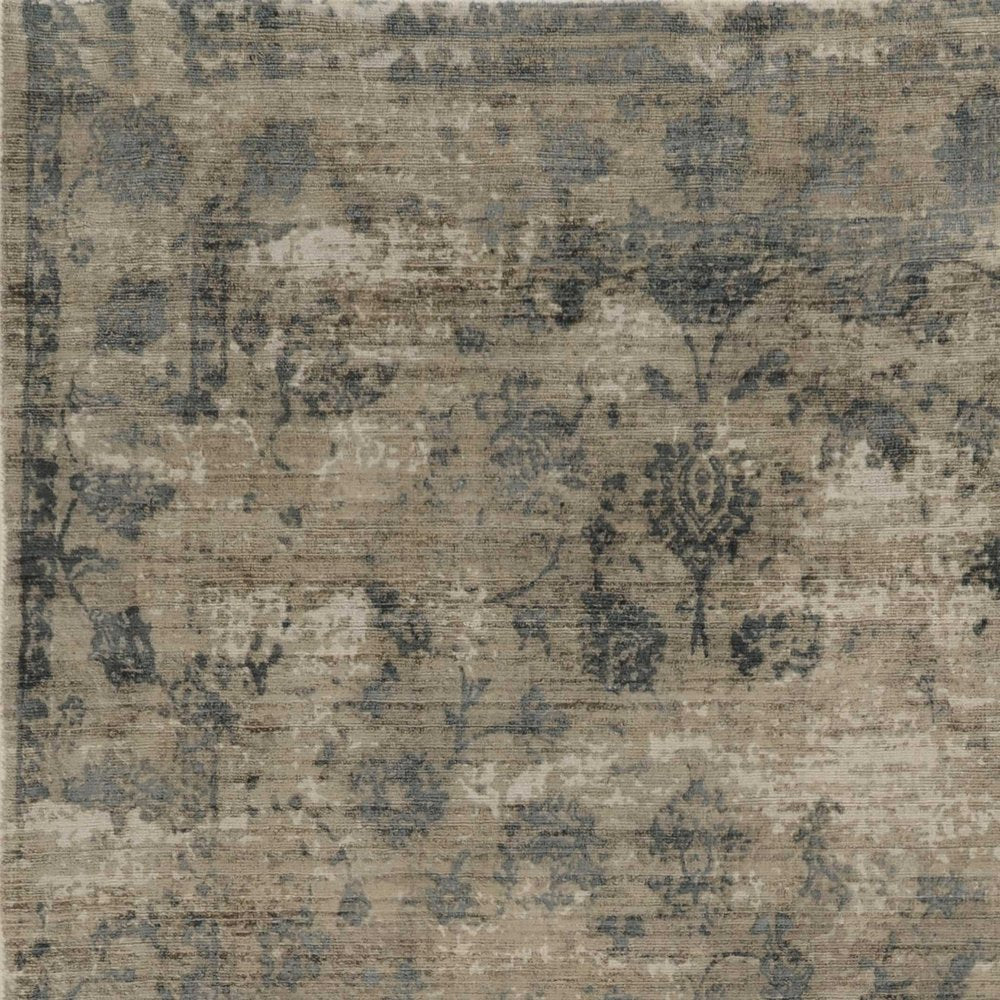 8' X 10' Beige And Blue Floral Medallion Hand Loomed Area Rug