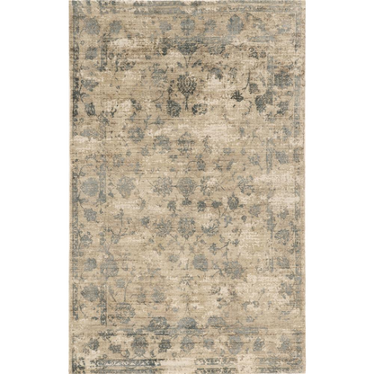 3' X 5' Beige And Blue Floral Medallion Hand Loomed Area Rug