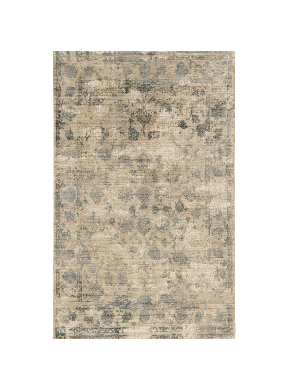 3' X 5' Beige And Blue Floral Medallion Hand Loomed Area Rug
