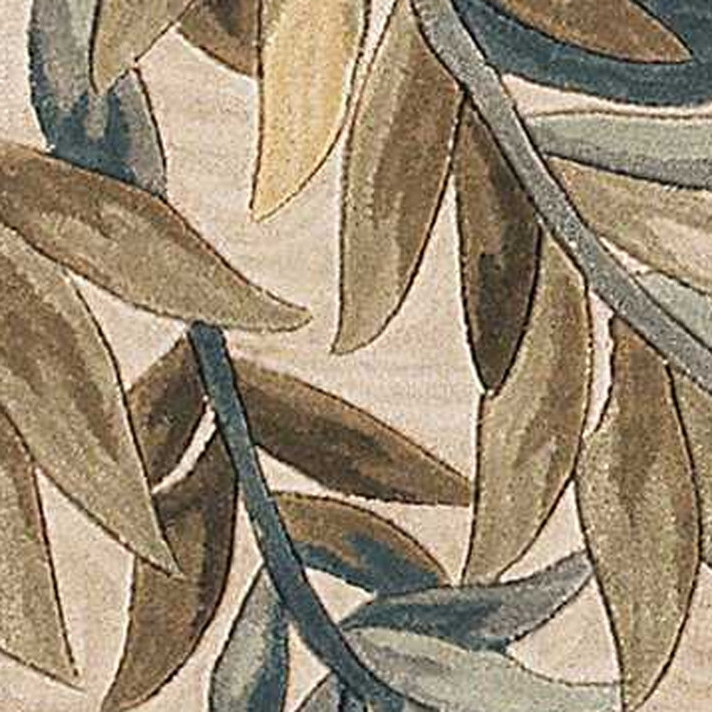 5' X 8' Ivory Hand Tufted Pinnate Fronds Indoor Area Rug