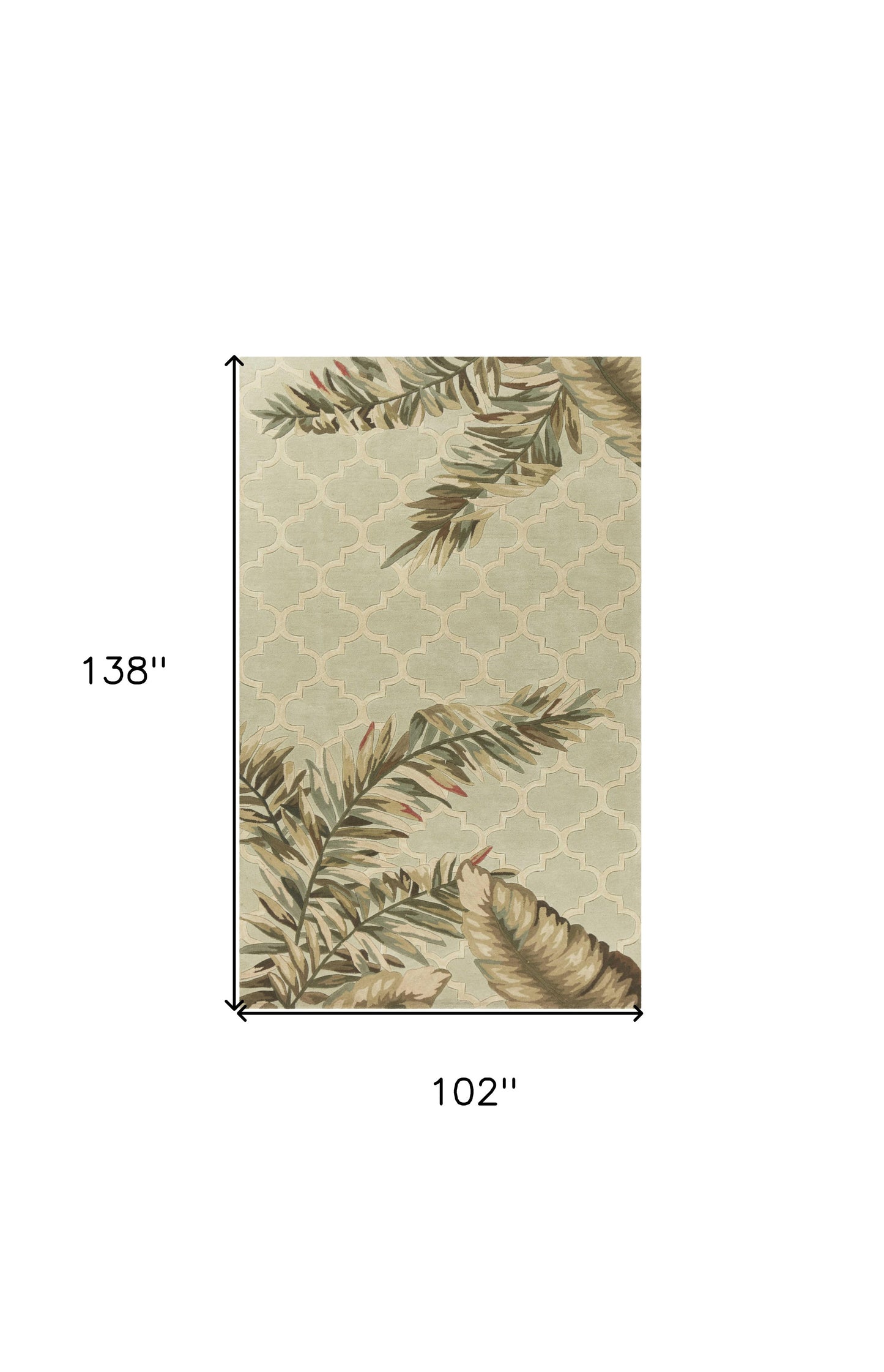 9' X 12' Sage Green Hand Tufted Tropical Quatrefoil Indoor Area Rug