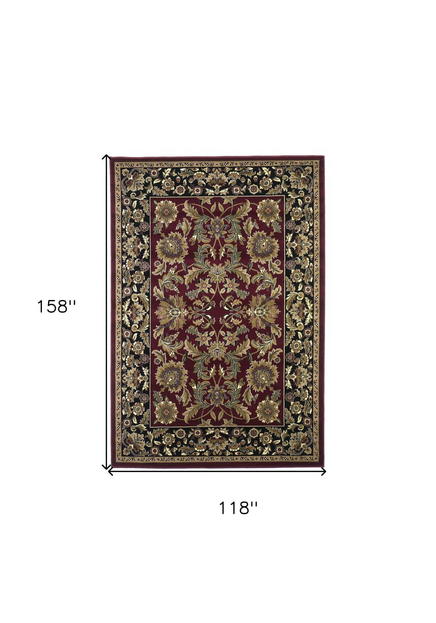 3' X 5' Red Black Machine Woven Floral Traditional Indoor Accent Rug