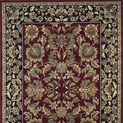 8' X 11' Red Black Machine Woven Floral Traditional Indoor Area Rug