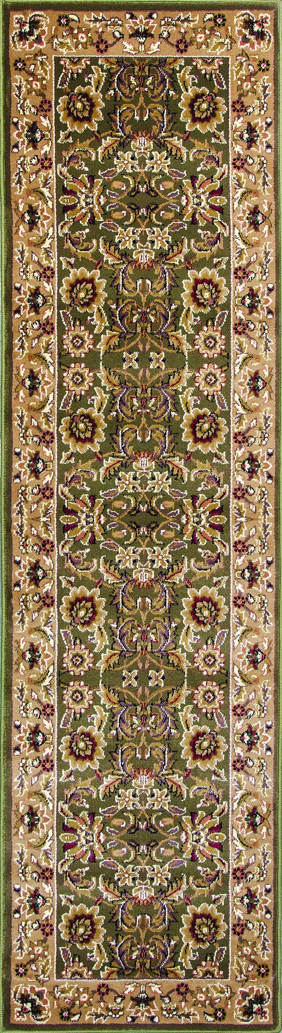 2' X 3' Green Taupe Machine Woven Floral Traditional Indoor Accent Rug