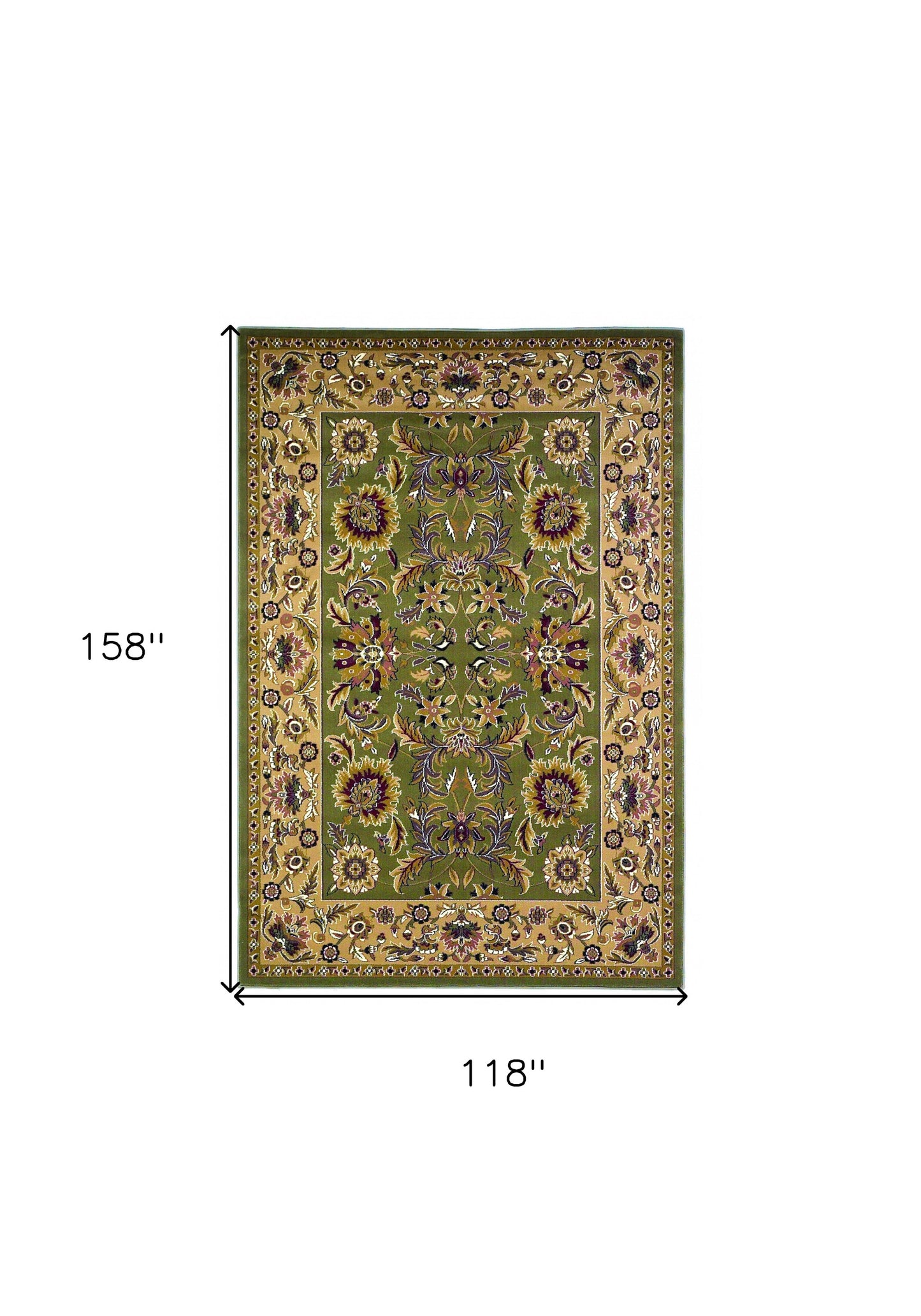 2' X 3' Green Taupe Machine Woven Floral Traditional Indoor Accent Rug