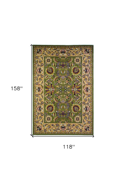 2' X 3' Green Taupe Machine Woven Floral Traditional Indoor Accent Rug