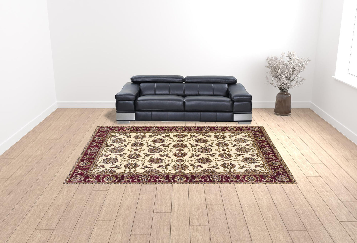 9' X 13'  Polypropylene Ivory Or Red Area Rug