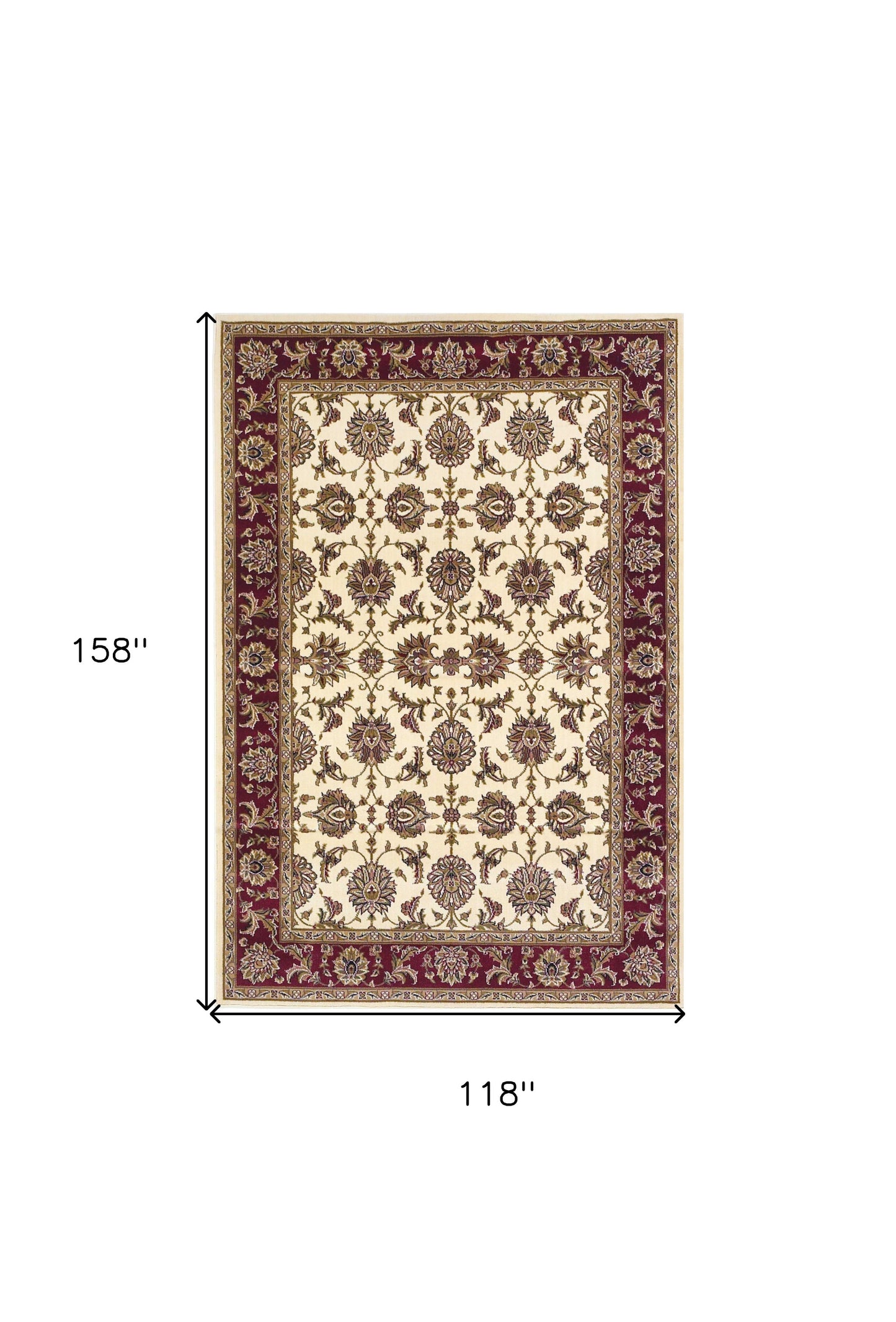 8' Red And Ivory Floral Medallion Runner Rug