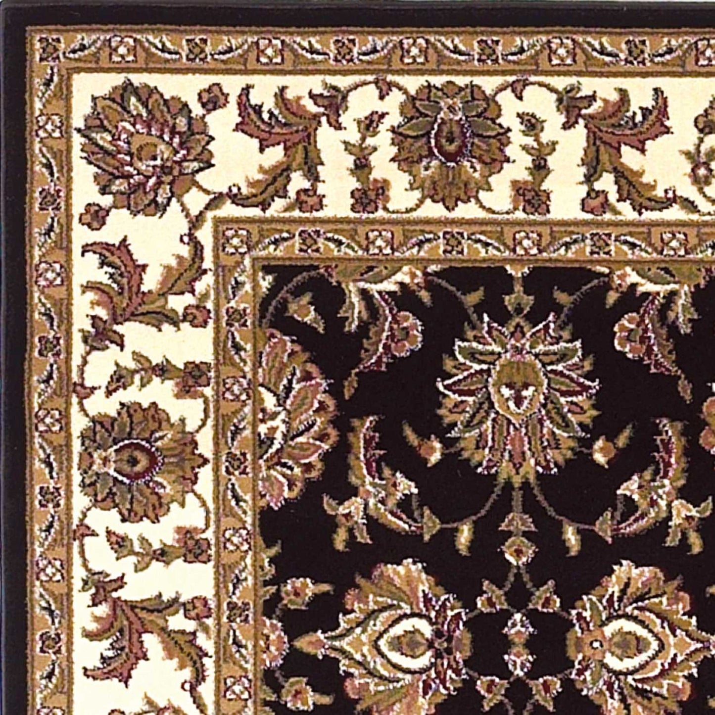 5' X 8' Black Or Ivory Floral Bordered Area Rug