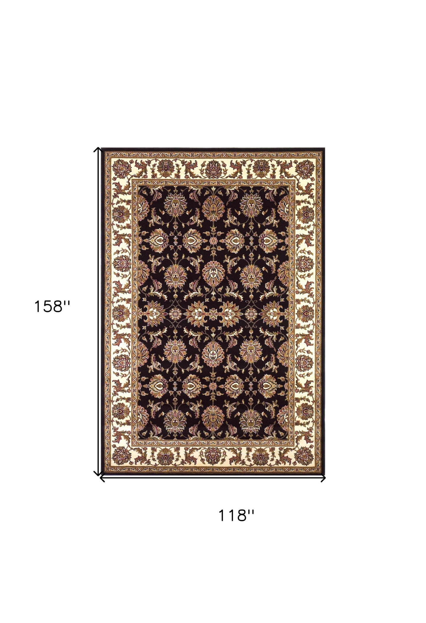 5' X 8' Black Or Ivory Floral Bordered Area Rug