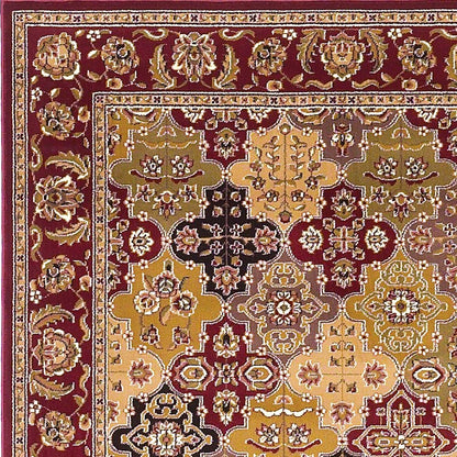 7' Red Orange And Black Quatrefoil Octagon Rug