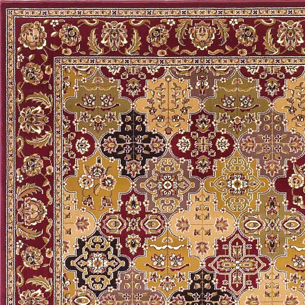 Red Octagon Quatrefoil Area Rug