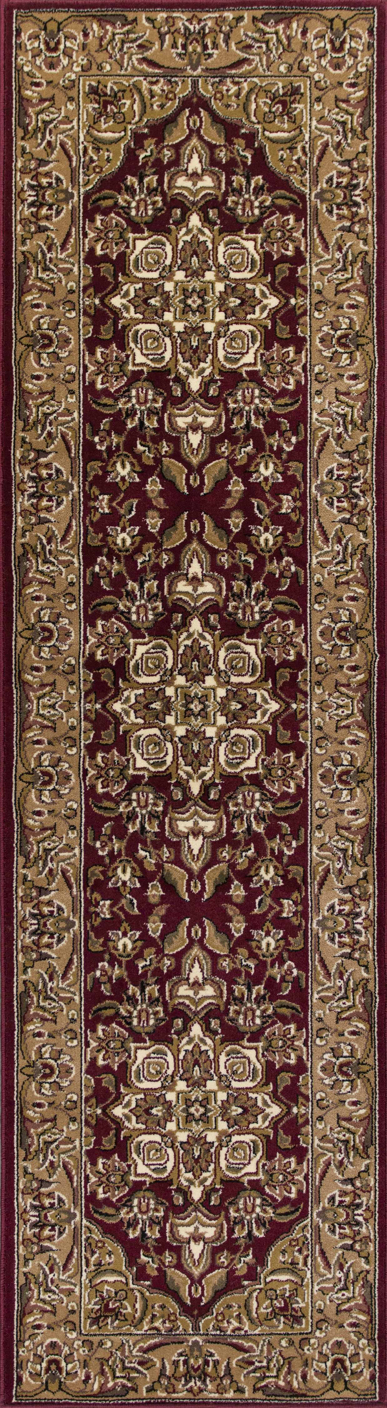 Red And Beige Octagon Medallion Area Rug