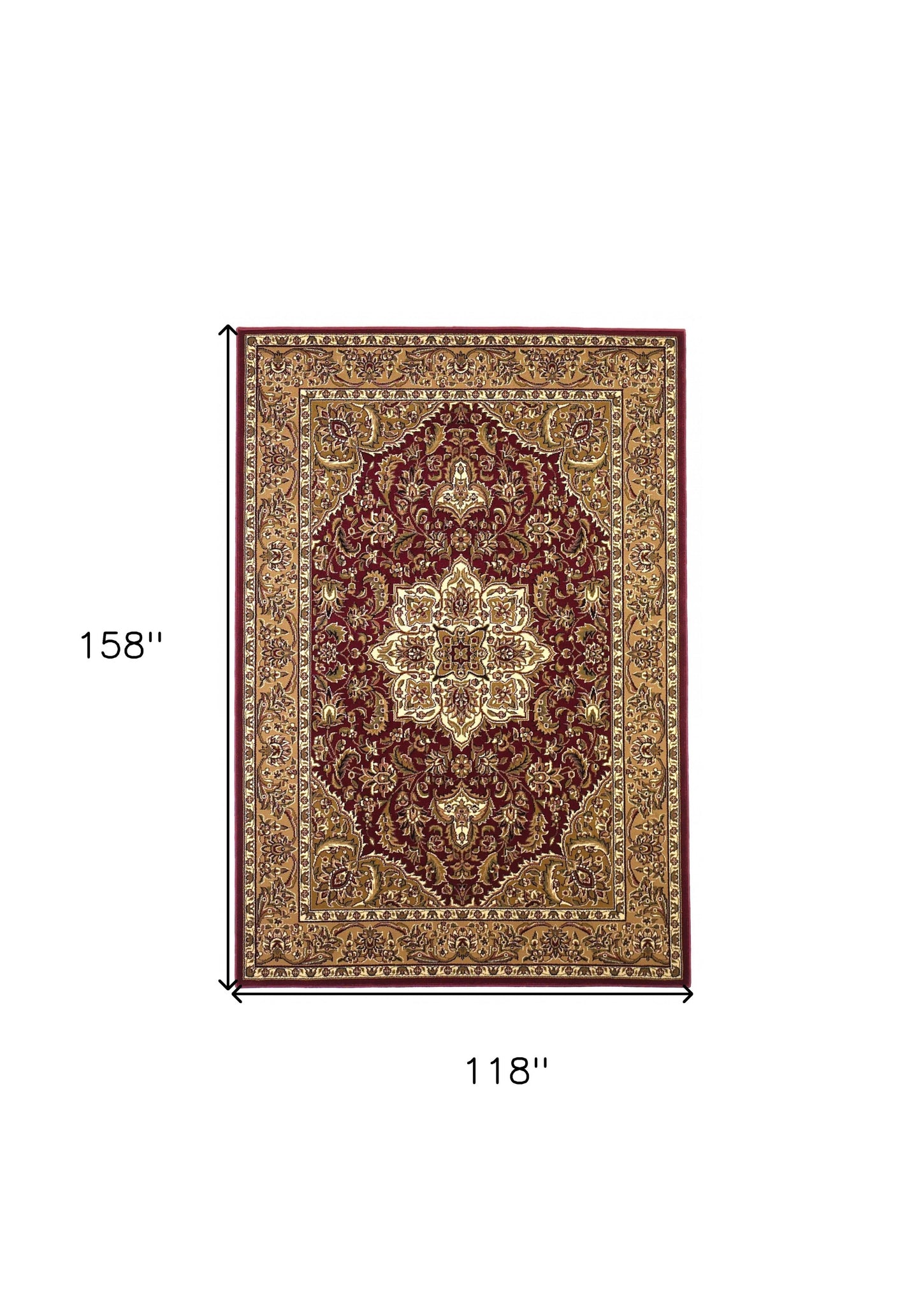 Red And Beige Octagon Medallion Area Rug