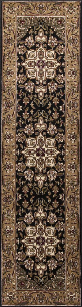 3' X 5' Black And Beige Floral Medallion Area Rug