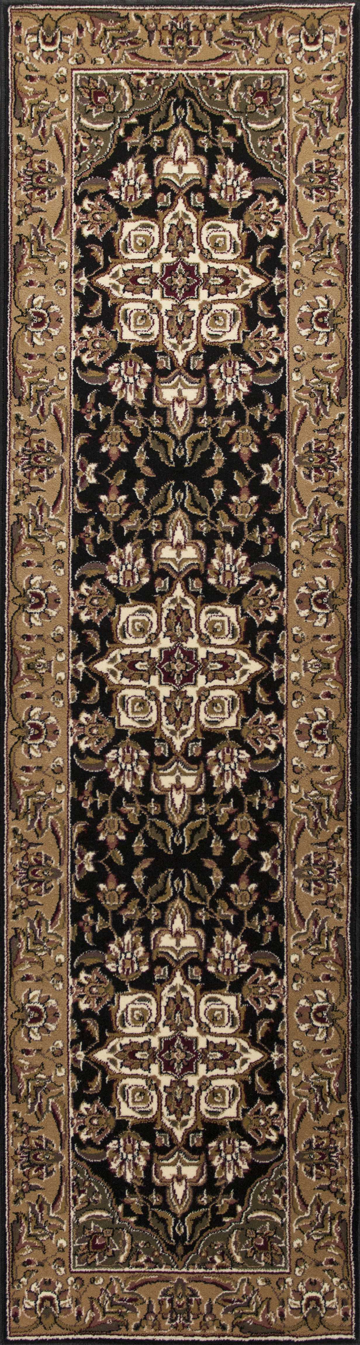 3' X 5' Black And Beige Floral Medallion Area Rug