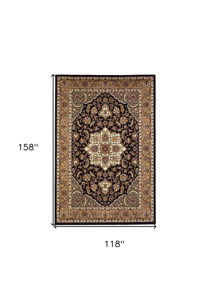 3' X 5' Black And Beige Floral Medallion Area Rug