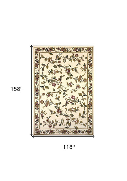 2' X 3' Ivory Green And Red Floral Vines Area Rug
