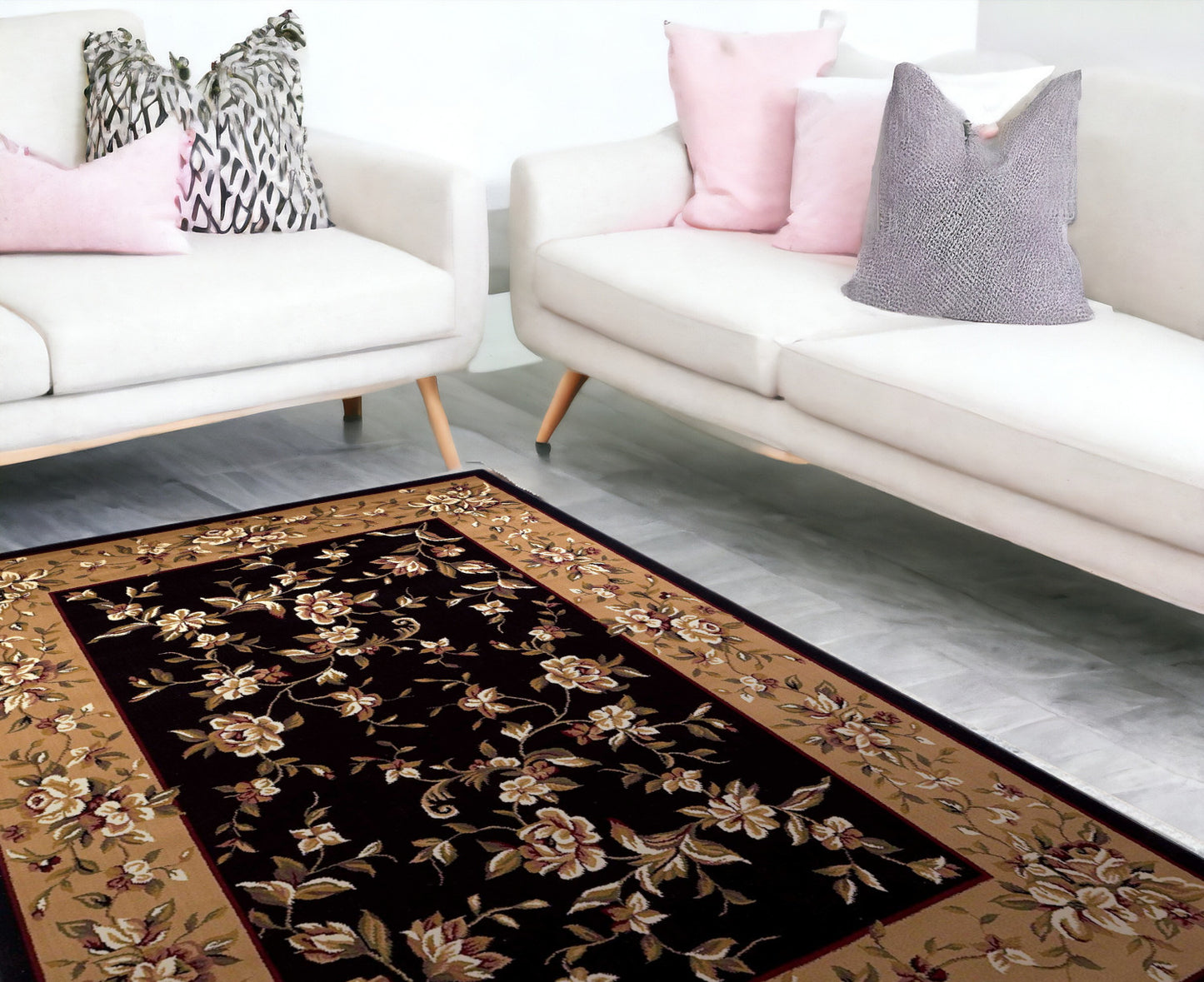 9' X 13'  Polypropylene Black Or  Beige Area Rug