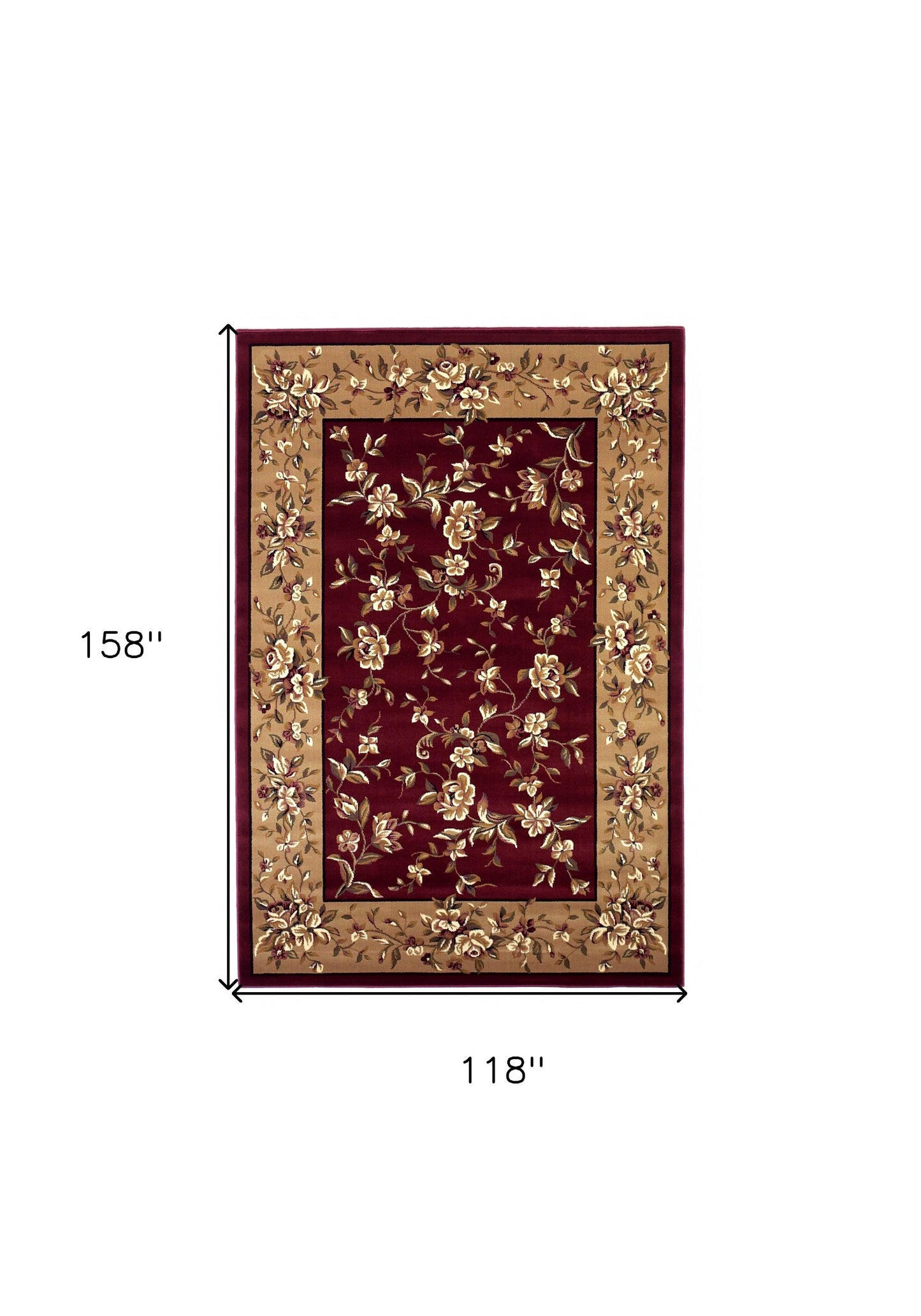 2' X 3' Red Beige Machine Woven Floral Traditional Indoor Accent Rug