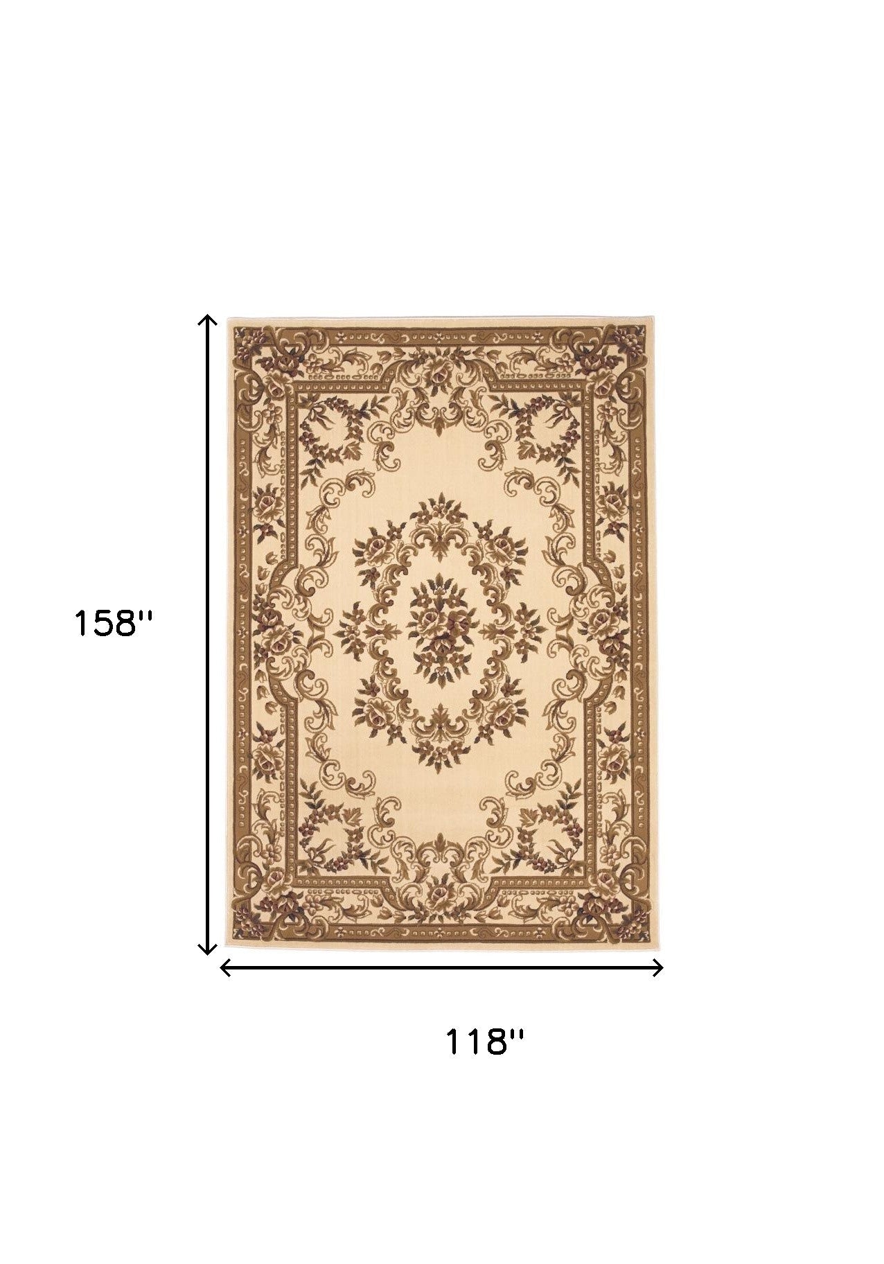 8'X11' Ivory Machine Woven Hand Carved Floral Medallion Indoor Area Rug