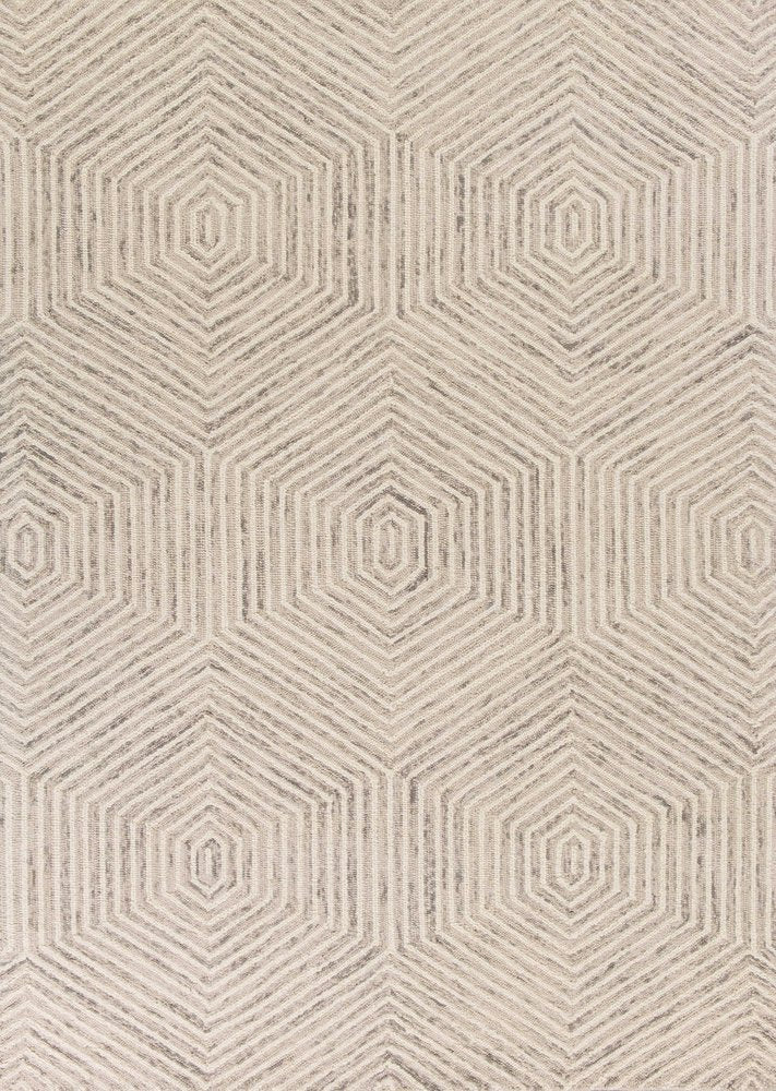 8' X 10' Sand And Beige Wool Geometric Hand Tufted Area Rug
