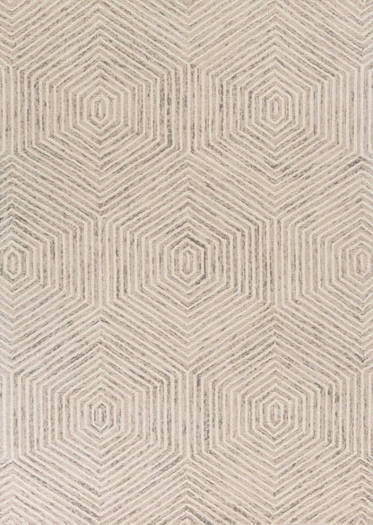 5' X 7' Sand And Beige Wool Geometric Hand Tufted Area Rug