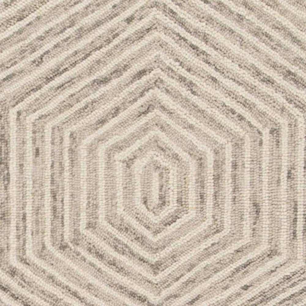 5' X 7' Sand And Beige Wool Geometric Hand Tufted Area Rug